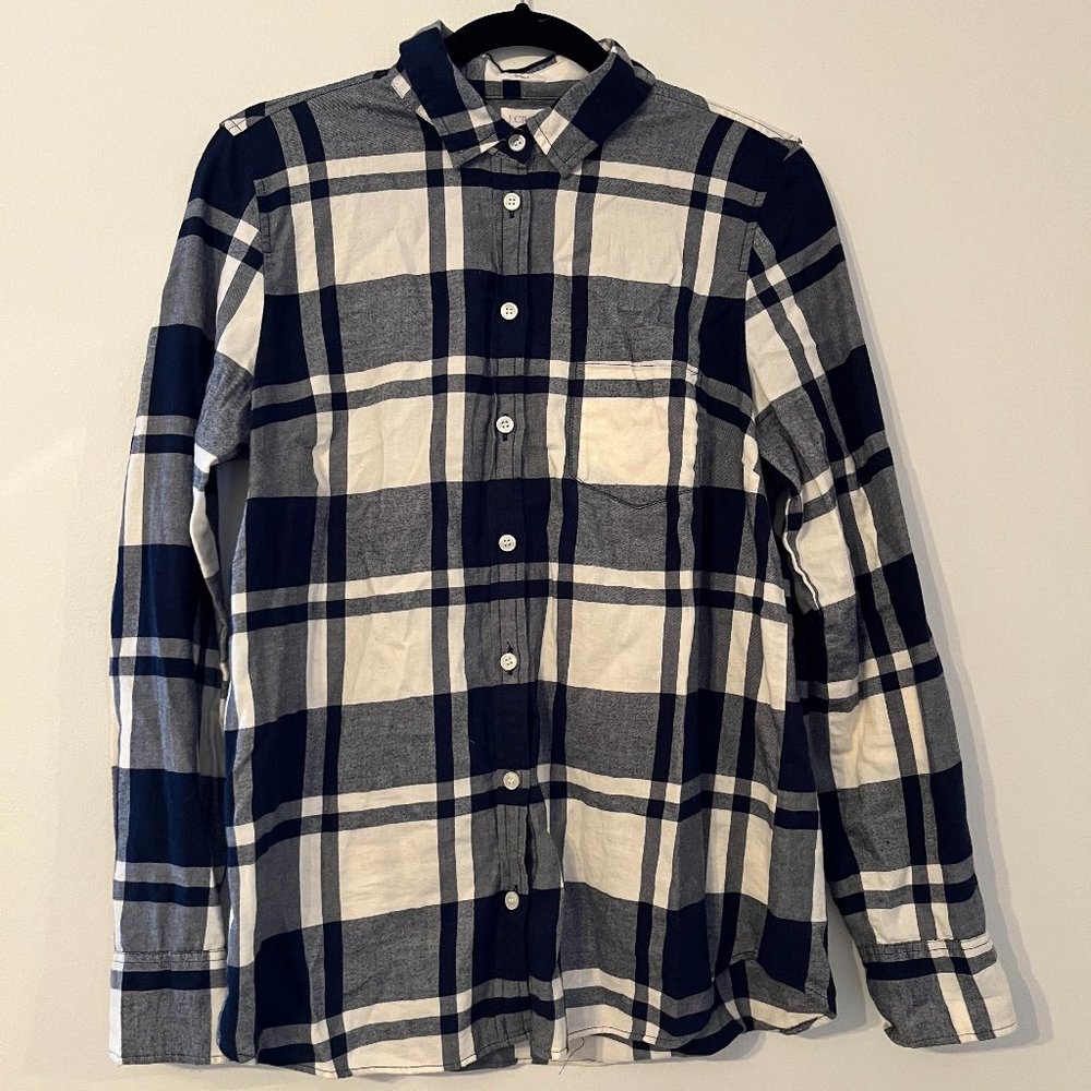 J. Crew Factory Blue Plaid Flannel Button Down
